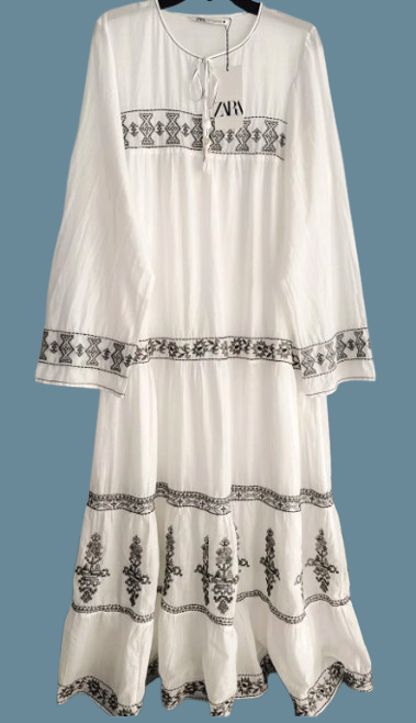 ZARA White Cotton Embroidered Voluminous Maxi Dress Size M | eBay ZARA White Cotton Embroidered Voluminous Maxi Dress Size M | eBay