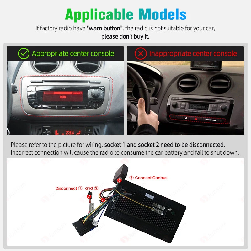 Für SEAT IBIZA 6j 2009-2013 32G Android 14 Autoradio CarPlay DSP Navi RDS DE - Bild 3 von 4