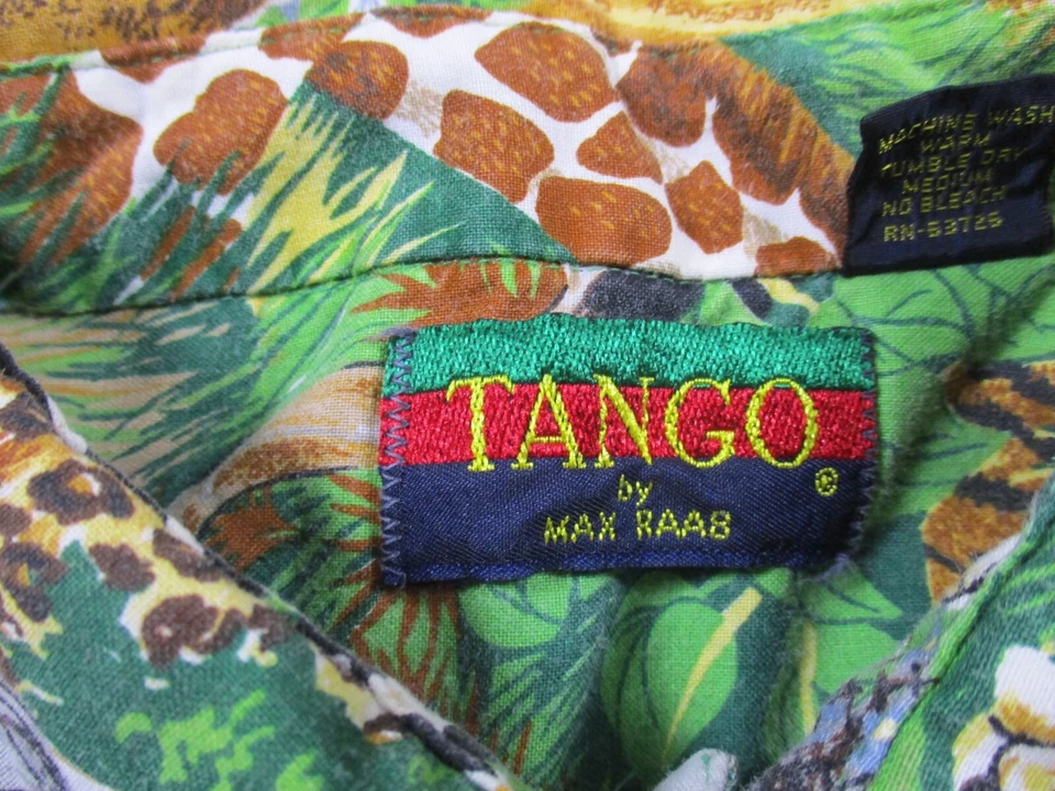 Vintage Tango Shirt Mens XL Green Max Raab Button Up African Safari Animals - Image 3 of 4