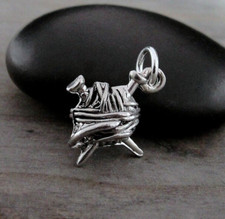 Silver Yarn Ball Charm - Ball of Yarn Charm - Knitting Charm - Crocheting Charm