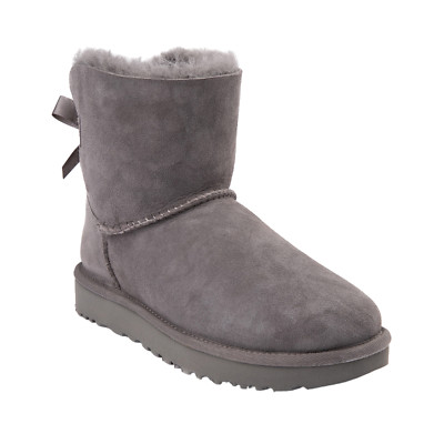 Womens UGG Mini Bailey Bow II Winter Boot - Black Suede