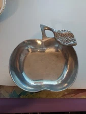 Pier 1 Imports Silver Metal Apple Dish