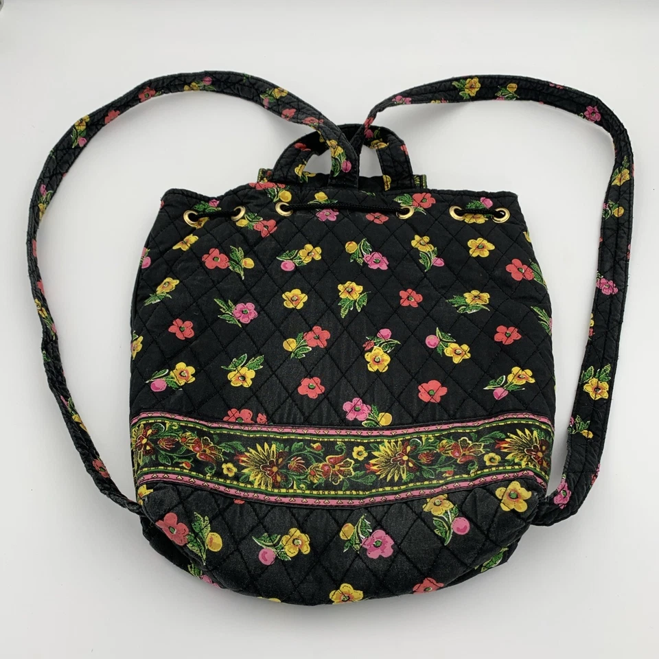 Americana by Sharif Quilted Flower Pattern Backpack Style Purse Drawstring Top - Image 4 of 4