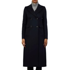 Fleurette Blake Double Breasted Long Wool Coat In Midnight 12 New