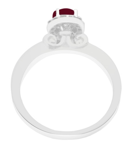 1.45Ct Round Shape Natural Burmese Red Ruby Women's Ring In 925 Sterling Silver - Picture 2 of 4