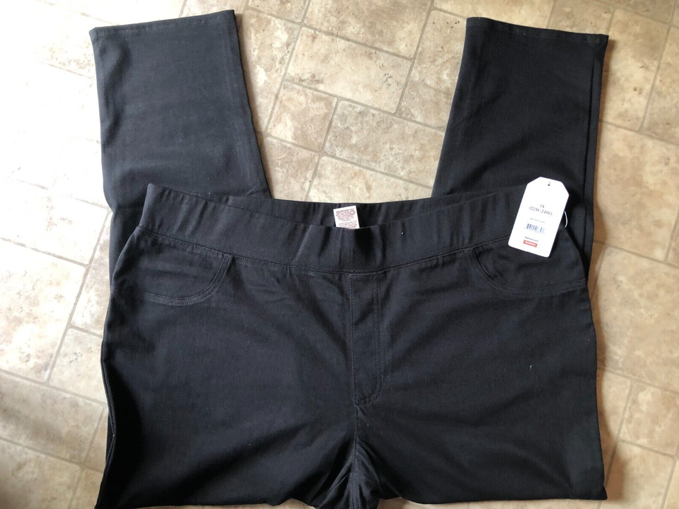 NEW FADED GLORY PULLON STRETCH BLACK JEGGINGS LEGGINGS 22W24W 3X