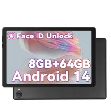 Jeazans 10'' Octa-Core Android14 Tablet 8+64GB ROM,Dual Camera Bluetooth WIFI