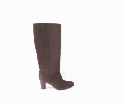 LL Bean Knee High Riding Boots Women Leather Shoe sz 9 Pull on style Block Heel