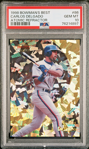 Bowman's Best Atomic Refractor 86 Carlos Delgado 1998/100 PSA 10 gemas como nuevo Pop 1 - Imagen 1 de 2