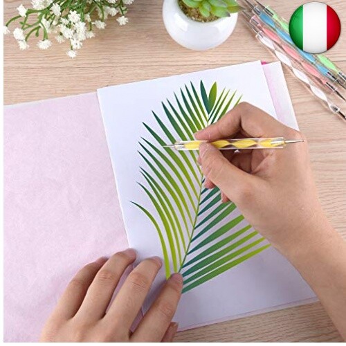 150 Fogli Carta Carbone Bianca Per Trasferimento Disegni | Con 5 Penne Per Goffratura | Ideale Per Legno, Tessuto, Carta | Dimensioni 30x21 Cm | Fai Da Te E Artigianato - Foto 6