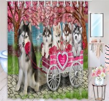 Siberian Husky Shower Curtain Personalized Hooks Many Dog Designs NWT