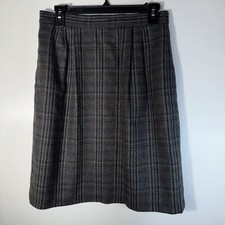 VTG Sag Harbor Women's Sz 12 Wool Blend Plaid Knee Length Skirt Red Blue Blk USA
