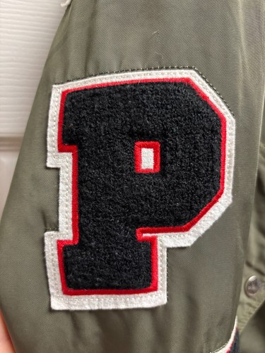 Vintage A Bathing Ape BAPE Varsity Bomber Jacket Green Orange Logo Japan Size S - Picture 11 of 24