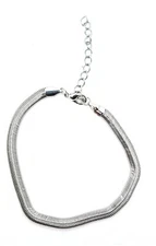 Stainless Steel Herringbone Anklet Adjustable 8"-10" Women's Flat Chain 5mm W 