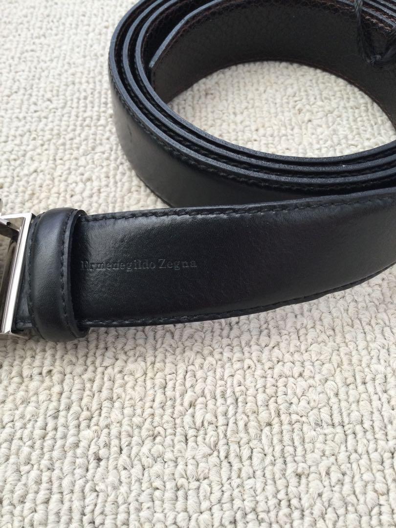 Zegna Black Leather Belt 130cm 3cm Wide Used with Minor Wear