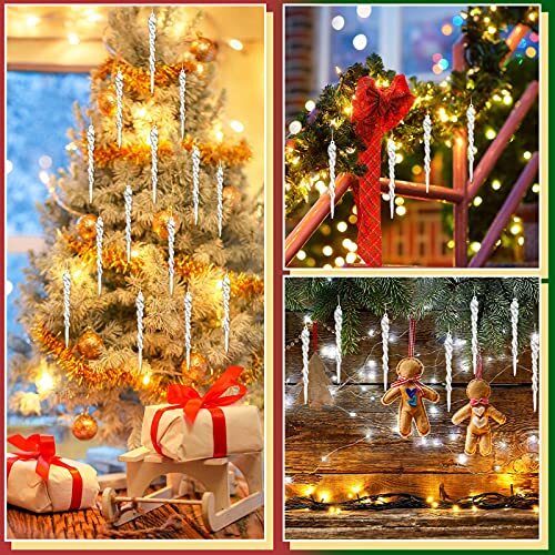 Christmas Tree Clear Glass Icicle Ornaments Decoration Xmas Home Decor