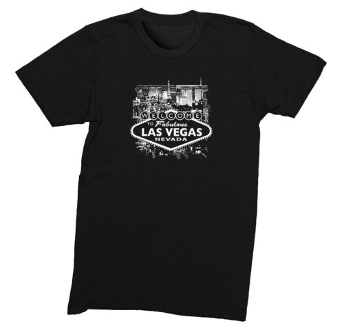 Mens Welcome to Fabulous Las Vegas Nevada Strip Casino Poker Gambling T-Shirt - Afbeelding 1 van 3