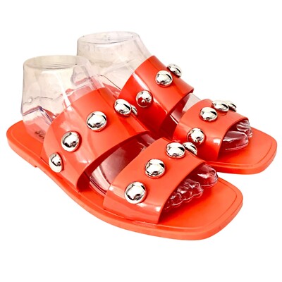 Schutz Nordstrom Lizzie Slides Sandal Silver Studded Open Toe