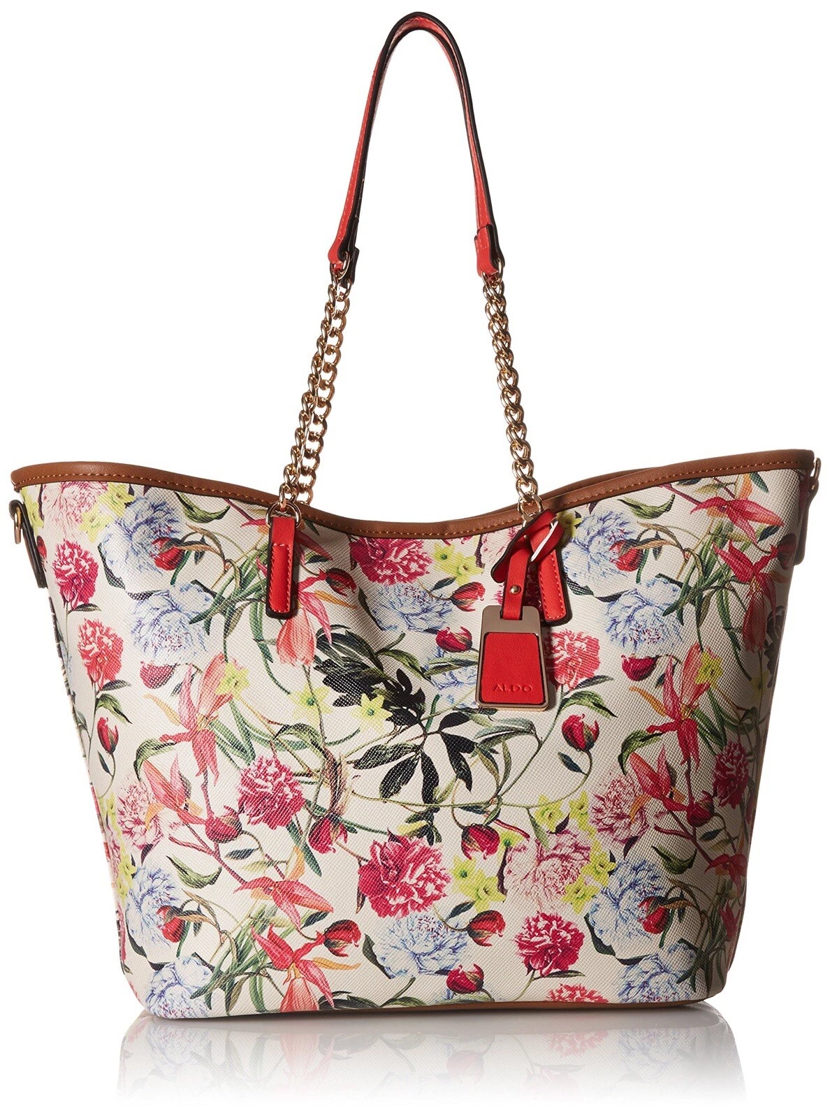 Aldo Vance sac à main fourre tout imprimé floral ivoire infared sac à main chaîne dorée