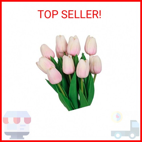 10 Pcs Pink Tulips Fake Flowers PU Faux Flowers Artificial Tulips Touch Real Sin