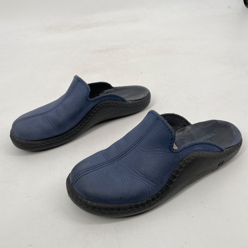 Romika Mokasso Women 36 genuine leather Slip On Mule Slipper navy Blue Flat clog - Picture 8 of 8