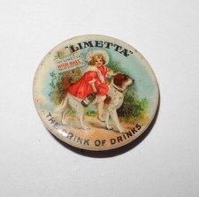 Vintage 1900 Limetta High Ball Soda "Drink of Drinks" Advertising Pin Button