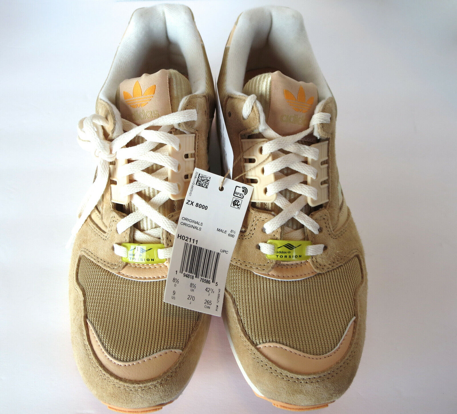 Adidas Originals ZX 8000 Shoes (9) Rare HO2111 Sneakers Hazy Beige Mens NEW