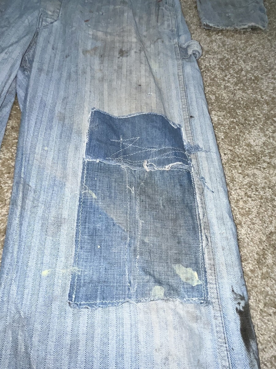 Vintage Big Mac Denim Coveralls Mens 40L Herringbone Mechanic