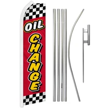 Oil Change Swooper Flutter Feather Advertising Flag Kit Mechanic Auto Repair