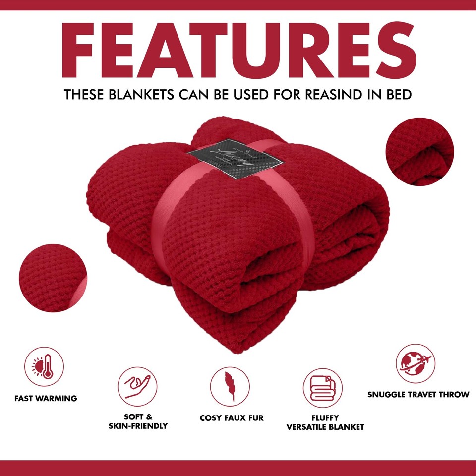 Luxury Popcorn Throws Double & King Size Cuddly Cosy Warm Blanket For