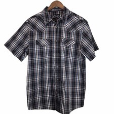 Gibson Trading Co Snap Western Shirt Mens Large Ranchero Plaid Short Sleeve