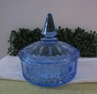 Vintage Indiana Depression Glass Diamond Point  Pastel Blue Princess Candy Dish