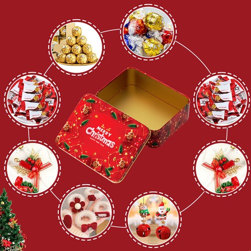 Metal Christmas Tin Box Santa Claus Gift Box New Candy Jar Packing Party Gift AU - Picture 13 of 22