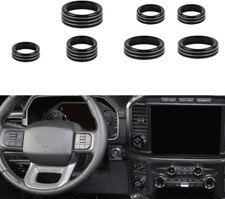 7x Black Aluminum AC Climate Control Knob Ring Button Cover Fits 21-26 F150