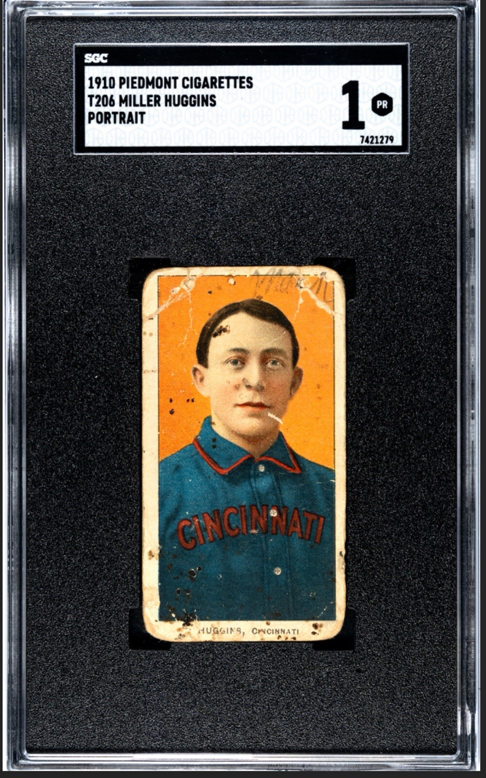 1909-11 T206 HOF Portrait Miller Huggins Cincinnati SGC 1