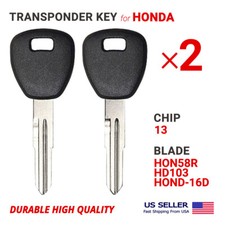 2x Transponder Key For Honda Chip 13 Hd106-pt High Quality