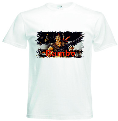 T-Shirt Rambo Fanshirt für Echte Fans Mot03 Farbe Weiß für Frauen Männer Kinder