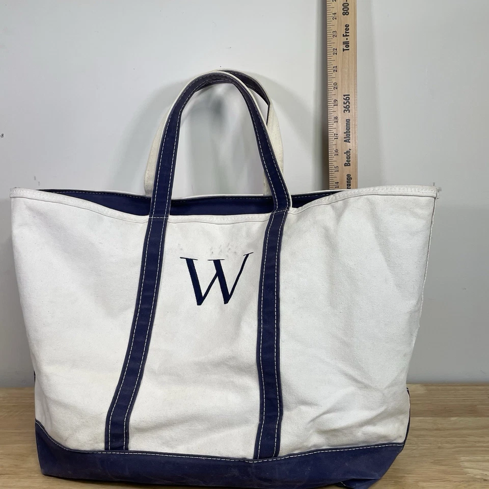 Винтажный LL Bean лодка и сумка с короткими ручками большой молнии верхний холст сумка персонализированный W YL60 - Изображение 3 из 4