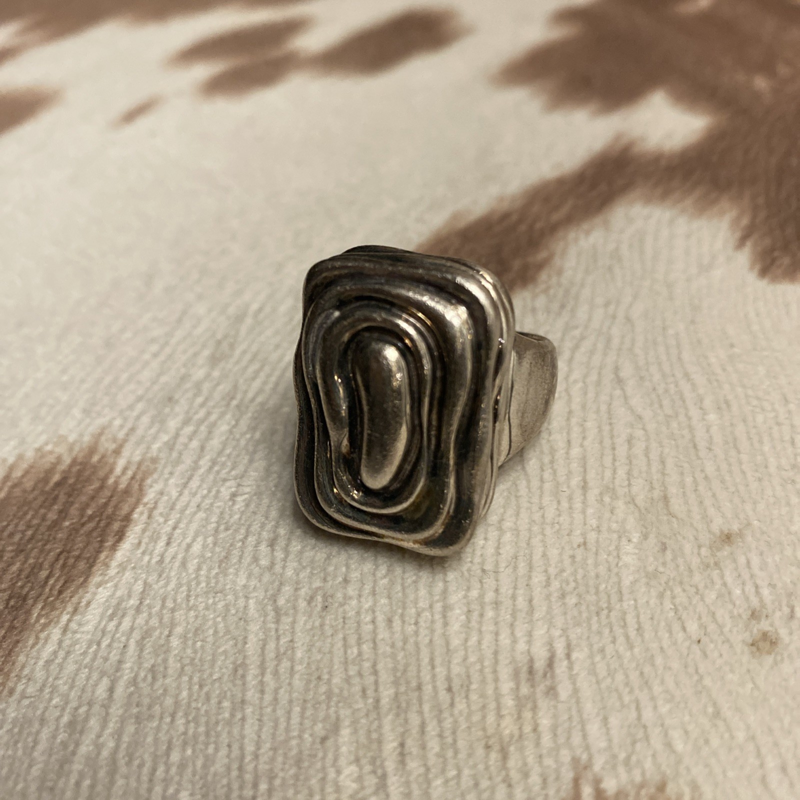 Square 925 Silver Squiggle Chunky Ring - image 1