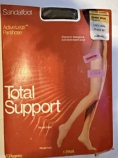 Total Support Active Legs Pantyhose  Queen SHORT Taupe 41 Sandalfoot Nude HEEL