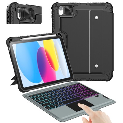 Nillkin iPad A16/10th Gen Keyboard Case w/ Trackpad, Backlit, Rugged, Black 