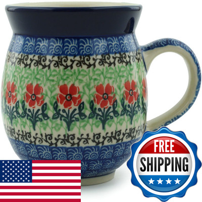 Ceramika Artystyczna Polish Pottery Mug - 11 Oz. Bubble - Maraschino 3E2B8D11