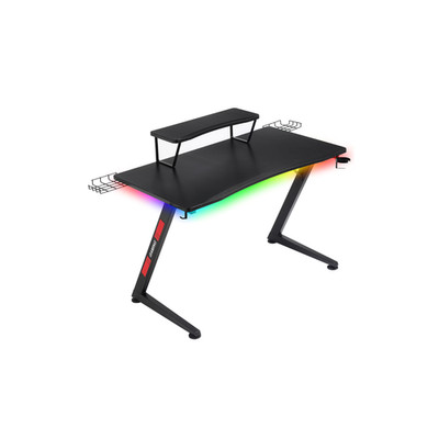 LED Gaming Desk Z Shape Ergonomic Computer Table Black Workstation