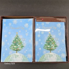Papyrus Boxed Set 20 Peace Joy Christmas Greeting  Cards Lined Envelopes Seals