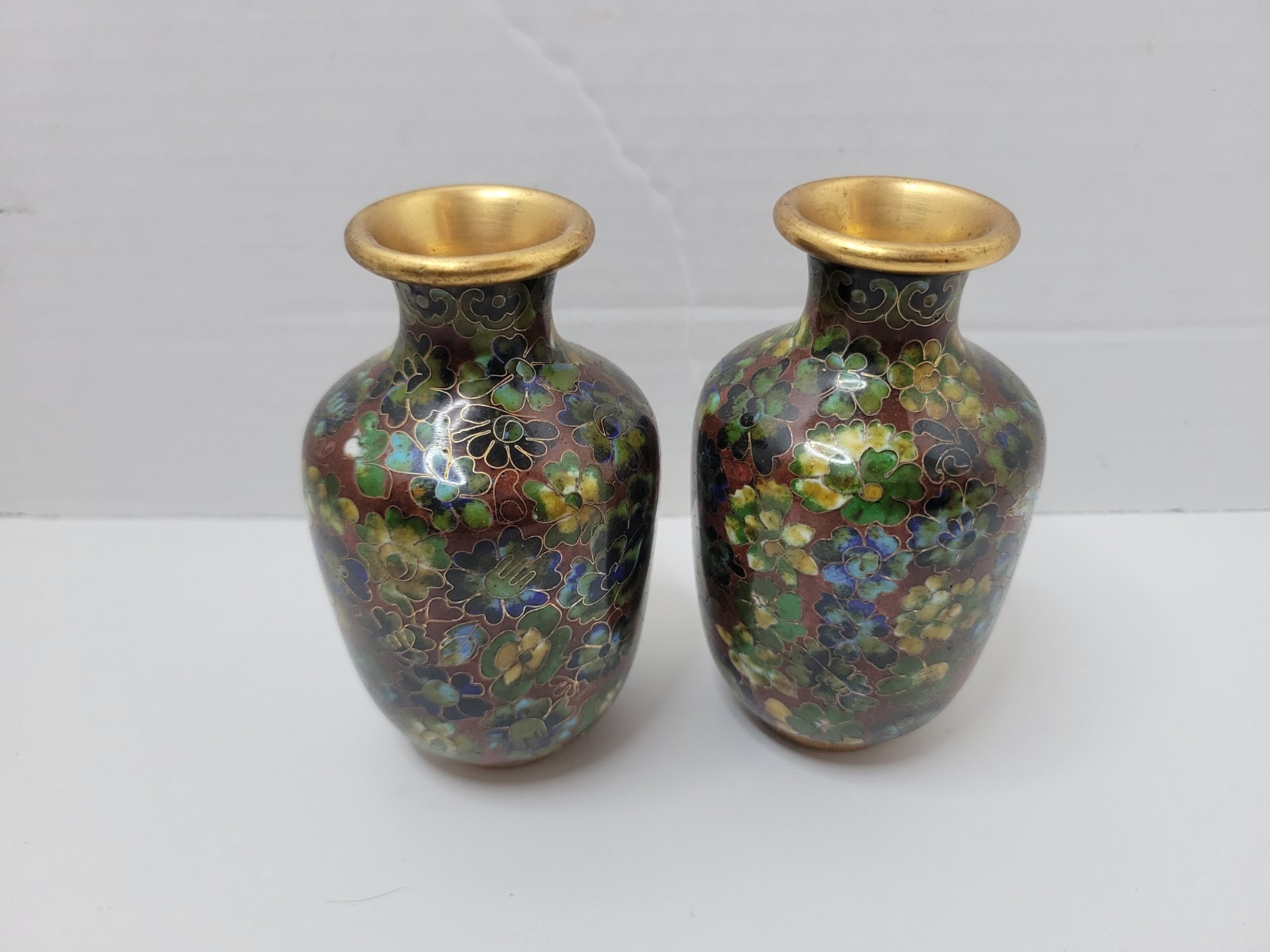 Pair Cloisonne Vases 4.5