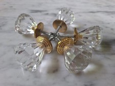 Lucite Diamond Cut Knobs With Gold Accent Lot Of 5