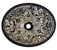 Hand painted Mexican Talavera Ceramic Sink 14” X 17” Elegant & Floral Motifs New