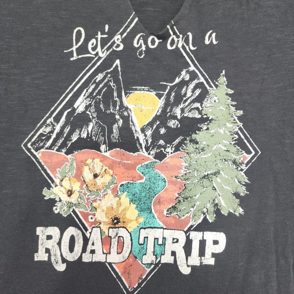 Top Maurices Mujer M Negro Manga Corta Informal Viaje por Carretera Verano Boho Hippie Foto 2 de 4