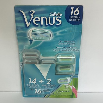 Gillette Venus Razor Cartridges 16 Pack 14 Venus + 2 Embrace Blades Refill New