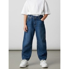 Gap Kids Girls Horseshoe Barrel Leg Blue 100 Cotton Denim Jeans Pockets Size 12